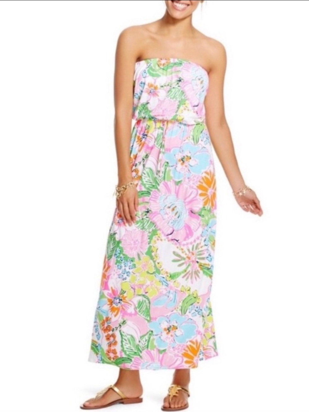 Lilly Pulitzer x TARGET Nosey Posey Floral Sleeveless Maxi Dress Size SMALL